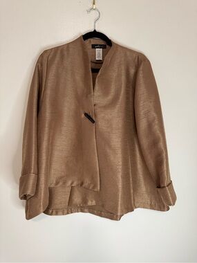 Yushi Metallic Tan Open Front Jacket in size XL